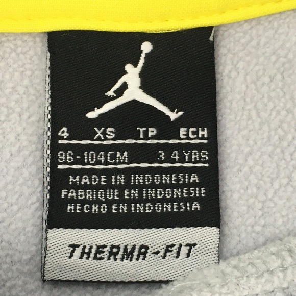 Boys Nike Therma Fit Air Jordan Jumpman Hoodie Size XS/4 Grey / Yellow - Picture 4 of 6